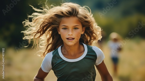 Little girl playing football. © visoot
