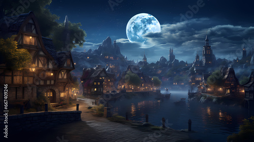 Medieval village background wallpaper poster PPT © xuan