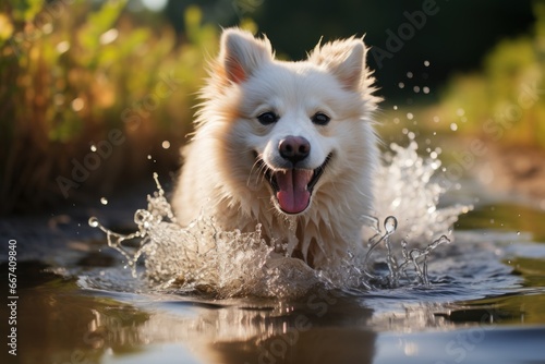 dog in the water © Kanchana