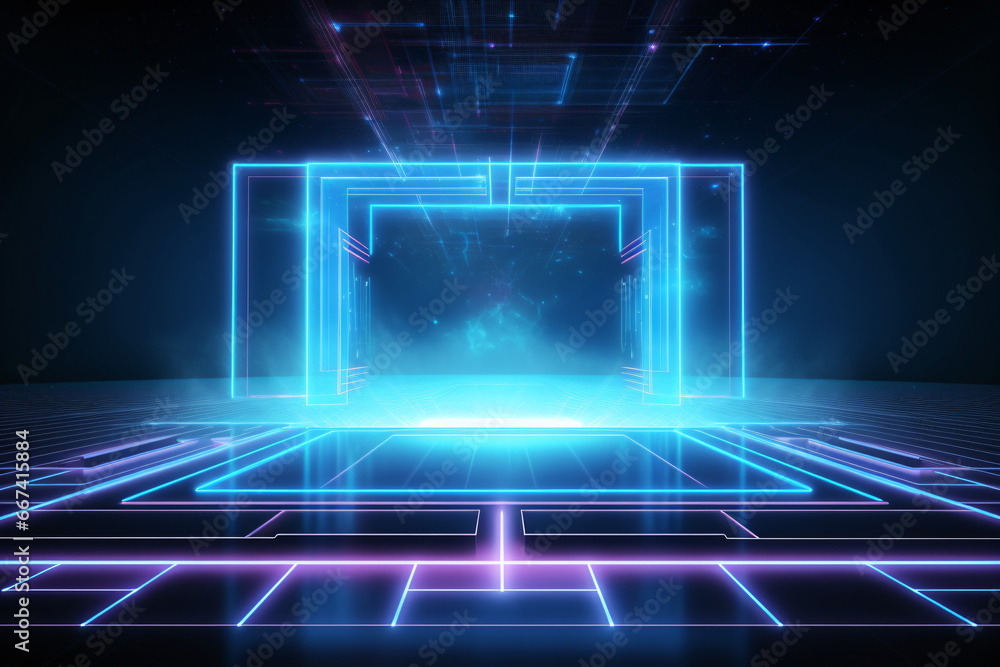 Blue color hologram background. Generative AI Blue color hologram background. Generative AI