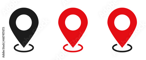 Location icon set, Map pin place marker. location pointer icon symbol in flat style. Location pin line icon, Navigation sign