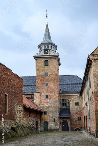 Canvas Print Clock tower in the west wing of Akershus Castle in Oslo, Norway