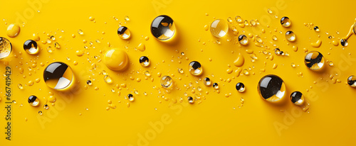 Abstract water drops on a yellow background