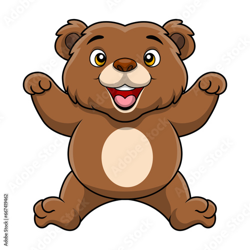 Cute bear cartoon on white background