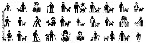 Visualizing Inclusion: Blindness and Accessibility Icons and Pictograms, Set of Editable Stroke Graphics
