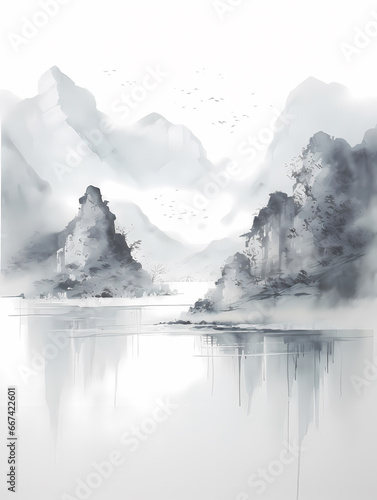 Chinese ink landscape background wallpaper poster PPT