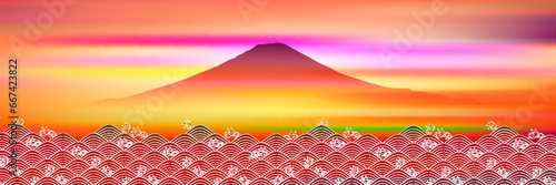 富士山　新年　日の出　背景