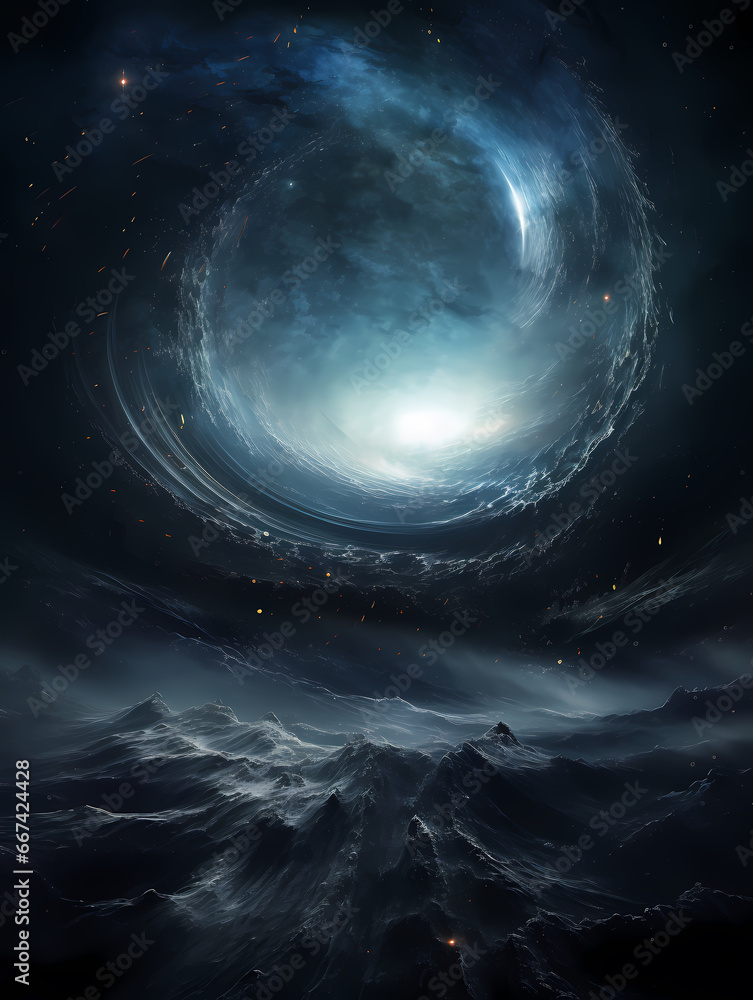 Fototapeta premium Black hole quantum background wallpaper poster PPT