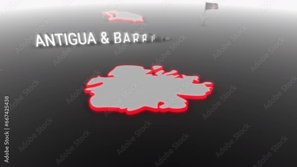 3d animated map of Antigua and Barbuda gets hit and fractured by the text “Recession” 3d animated map of Antigua and Barbuda gets hit and fractured by the text “Recession”
