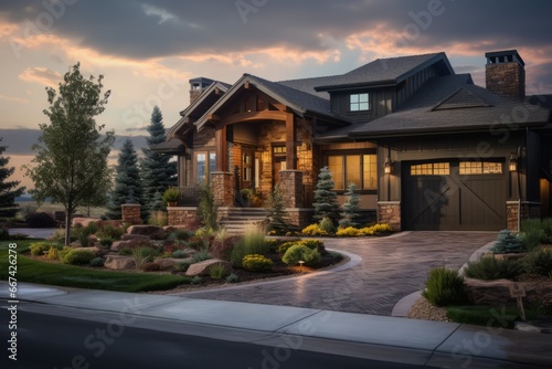 Upscale Modern Colorado Home Generative Illustration