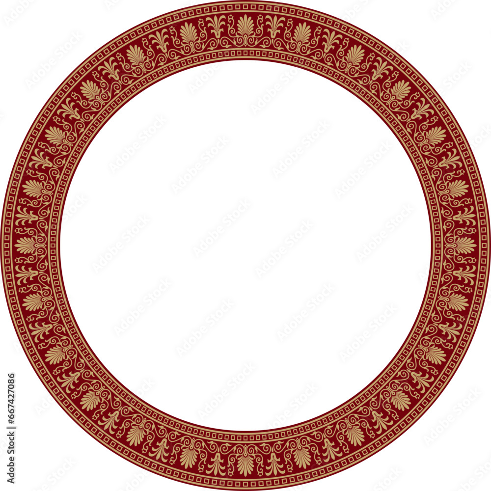 Vector gold and red round classical Greek ornament. European ornament. Border, frame, circle, ring Ancient Greece, Roman Empire.. Vector gold and red round classical Greek ornament. European ornament. Border, frame, circle, ring Ancient Greece, Roman Empire..