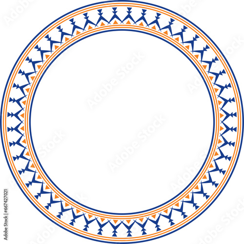 Vector colored round Yakut ornament. Endless circle, border, frame of the northern peoples of the Far East.