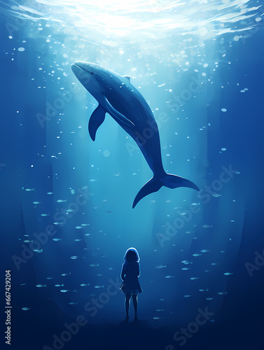 Children and the mysterious encounter with the ocean background wallpaper poster PPT