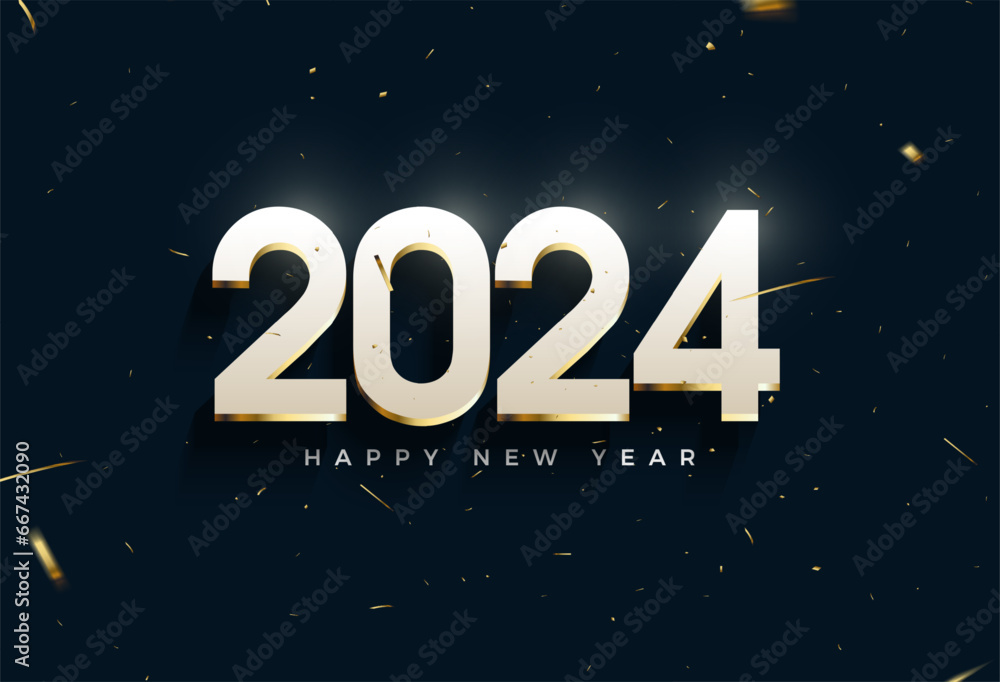 light effect illustration on each bright number for 2024 new year celebration. design premium vector.