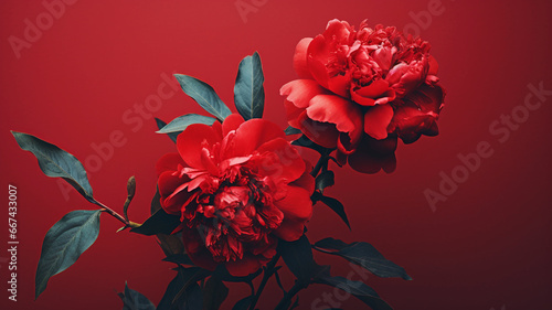 Fototapeta Naklejka Na Ścianę i Meble -  Beautiful red peony flowers