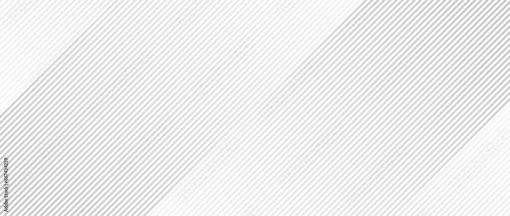 Abstract thin diagonal lines background. Slanted parallel white and grey stripes wallpaper. Vector geometric tech template texture for banner, poster, presentation, brochure, print, flyer, card, cover - obrazy, fototapety, plakaty 