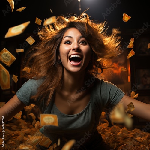 woman winning the jackpot, ...
