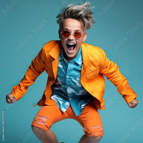 Happy boy with enthusiastic...