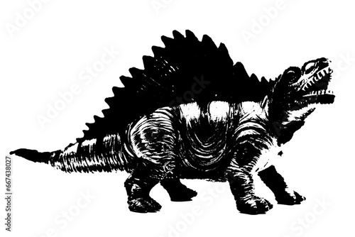 black dinosaur silhouette isolated on white background, model of dinosaurs toys © sutichak