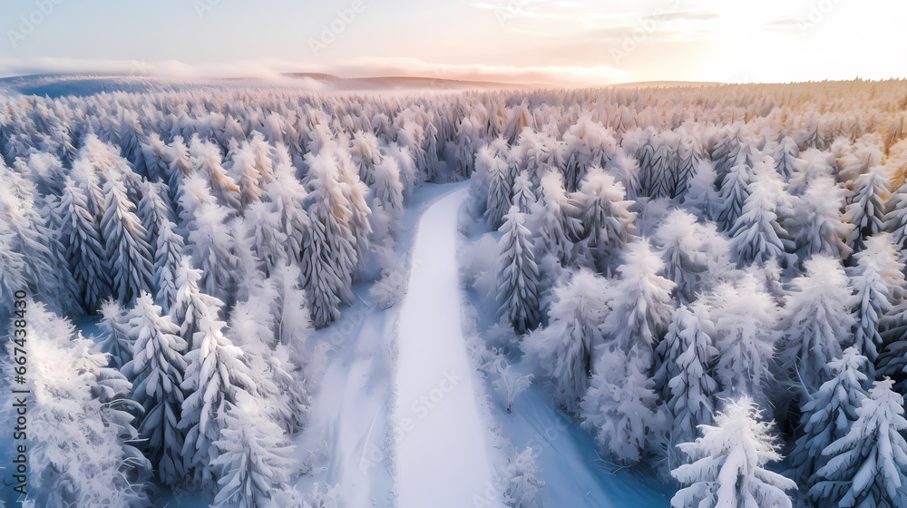 Nature, forest, frost background wallpaper poster PPT