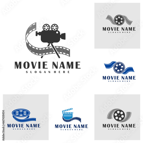 Set of Film Strip logo design concept vector. Cinema illustration design