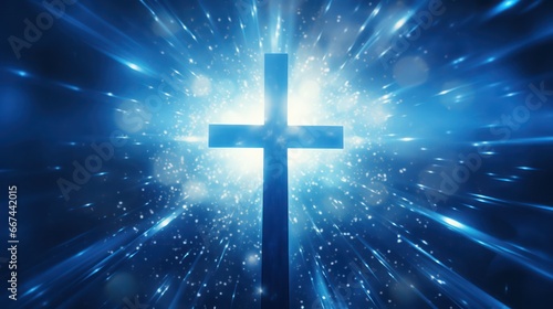 Cross with radiant bokeh background