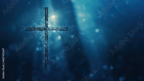 Cross with radiant bokeh background