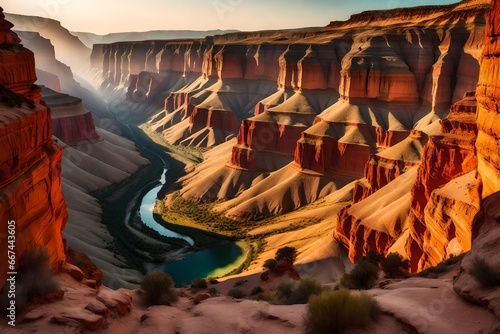 summertime canyon view. Sunset in a colorful canyon landscape. landscape views. a wonderful natural backdrop. natural scenery in the summer photo