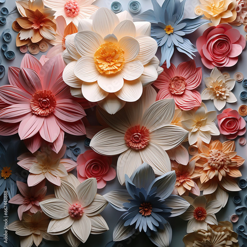 Bouquet of Creativity: Beautiful Paper Flowers Arrangement,abstract floral background