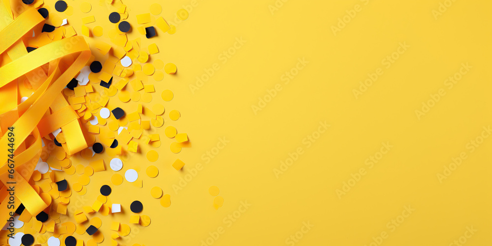 Fototapeta premium Festive Fun: Colorful Confetti on a Yellow Background,abstract colorful background