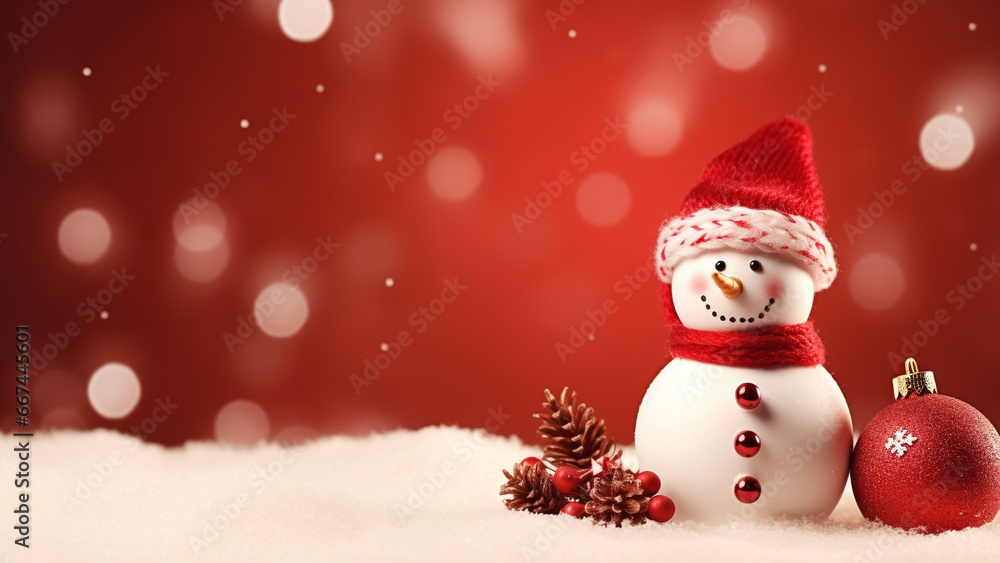 Obraz premium Joyful Christmas Red Background with Ample Copy Space