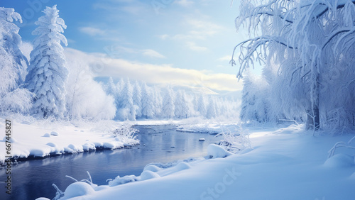 Winter Wonderland the Serene Beauty of Snowy Landscapes © icehawk33