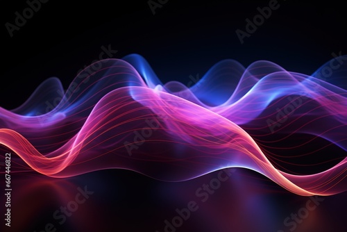 Abstract background, wave lines dynamic  flowing  light, data digital abstract technology. generative ai © sun
