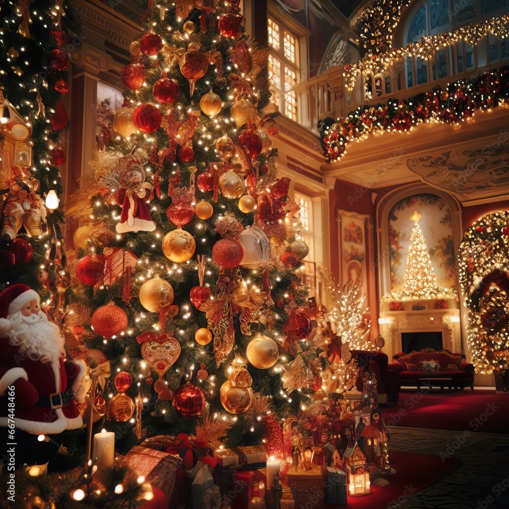 vanity trees with santa claus with lots of lights vanity trees with santa claus with lots of lights