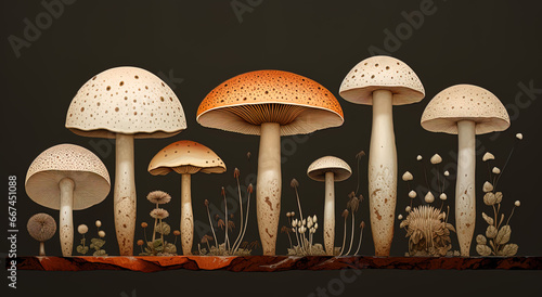 various types of mushrooms, generative ai