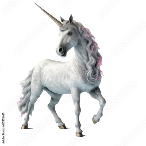 hyper realistic 3d render of unicorn only on transparent background photo