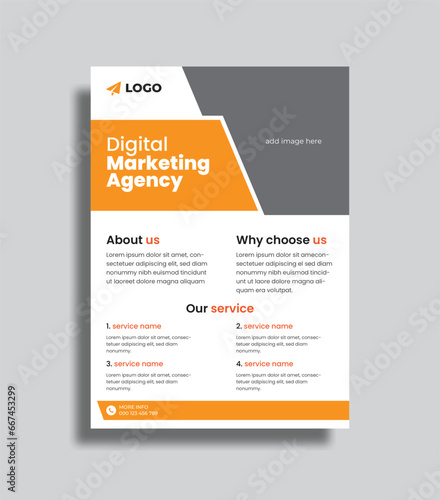 Vector digital marketing flyer template. marketing agency editable flyer design.