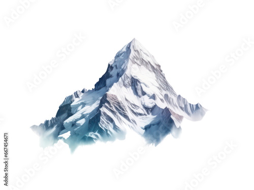 Snow mountain isolated on transparent background cutout. © bird_saranyoo