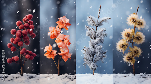 Collage of four seasons - winter, autumn, spring and winter. photo