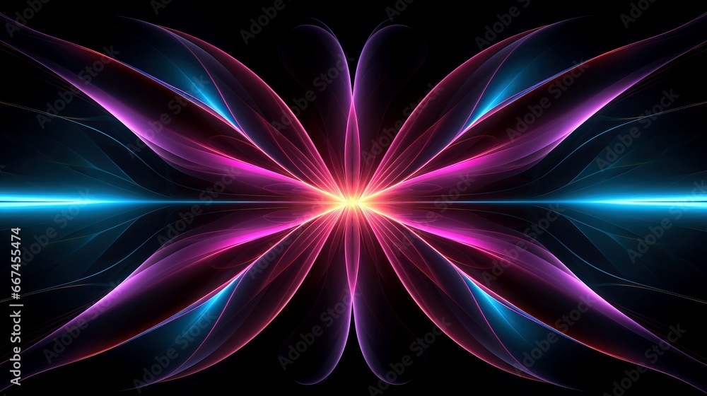 Abstract multicolor neon glowing line, Technology background