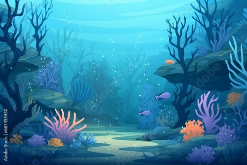 Underwater scene of happy and untouched ocean life generative ai