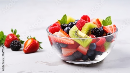 Healthy fruit in a bowl with copy space 