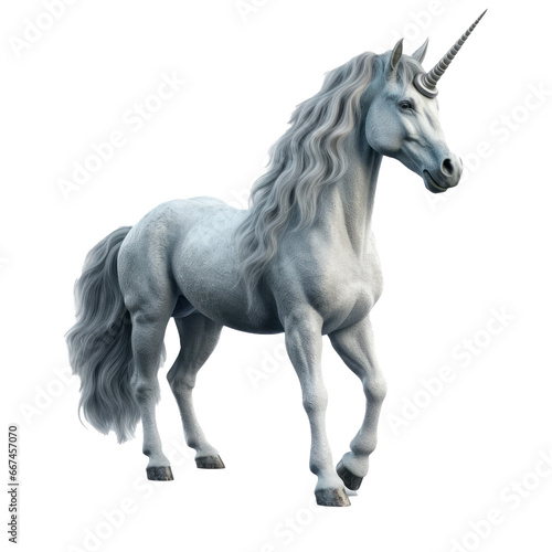 hyper realistic 3d render of unicorn only on transparent background