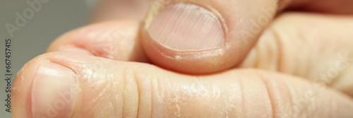 Patient shows eczema on fingers caring about skin health