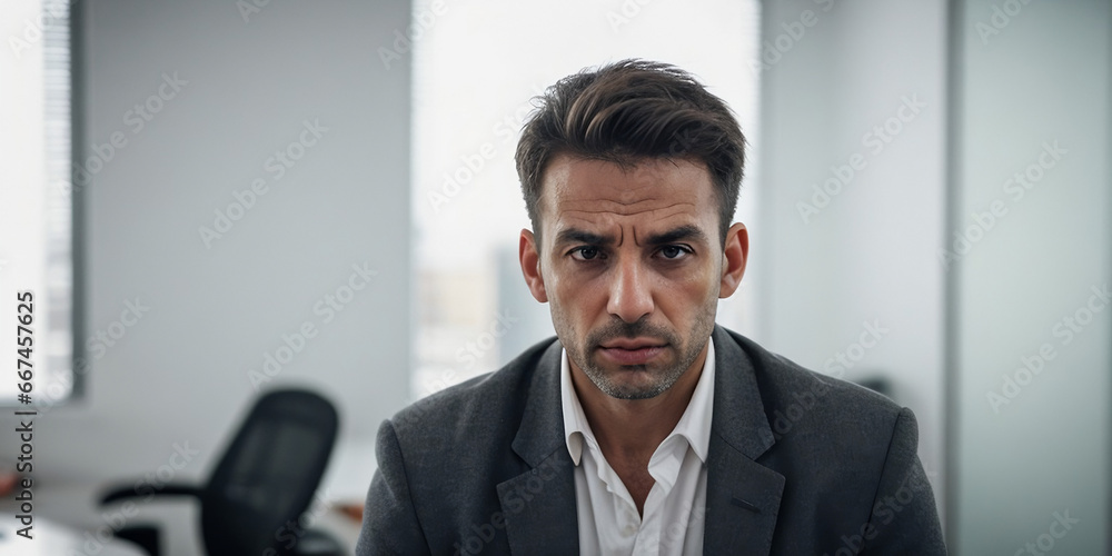 Exhausted man in the office, Stress at work and life balance concept Exhausted man in the office, Stress at work and life balance concept