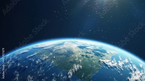 Planet earth from the space at night shining blue light  © kimly