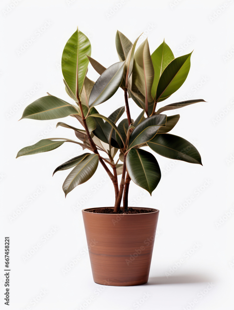 Rubber Plant (Ficus elastica) Studio Shot Isolated on Clear Background, Generative AI Rubber Plant (Ficus elastica) Studio Shot Isolated on Clear Background, Generative AI