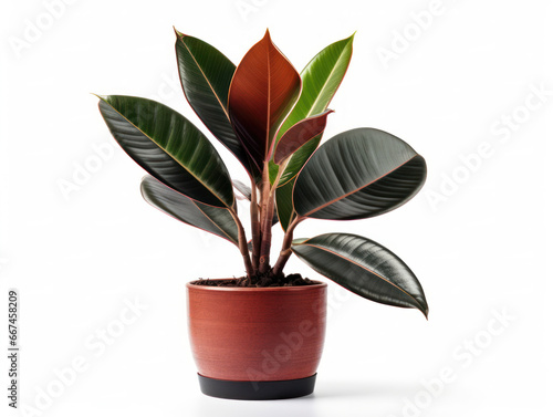 Rubber Plant (Ficus elastica) Studio Shot Isolated on Clear Background, Generative AI
