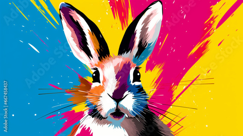 cute easter bunny, colorful image, pop-art style 2