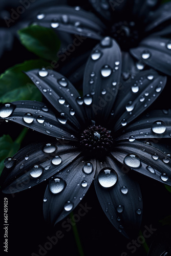 Beautiful Black Flowers Abstract Background 